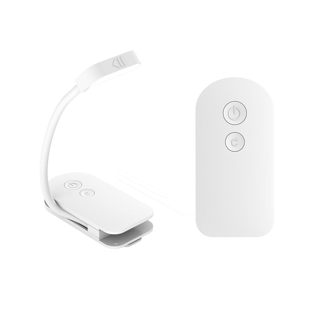 White LED headlamp and remote control on a white background