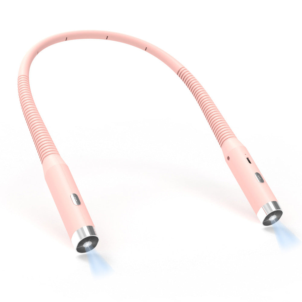 Pink flexible neck light on a white background